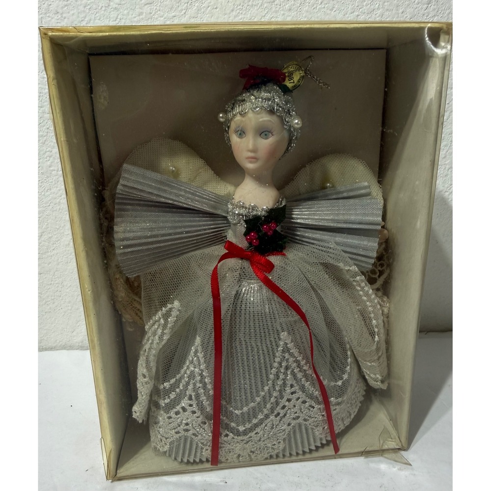 Kurt S Adler 1987 Vintage Angel Tree Topper Ornament Porcelain Silver W2137/S